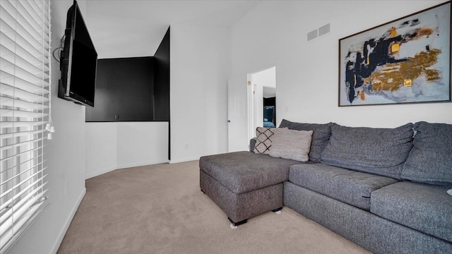 living room featuring carpet flooring