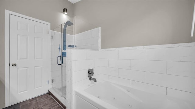 bathroom with plus walk in shower