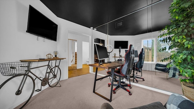 office space featuring light wood-type flooring