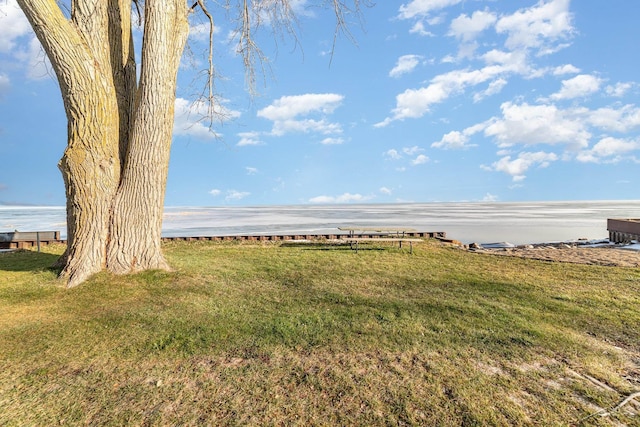 view of yard featuring a water view