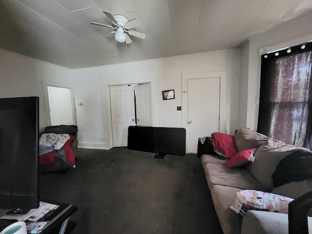 living room with ceiling fan