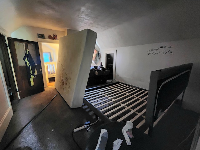 bedroom with vaulted ceiling