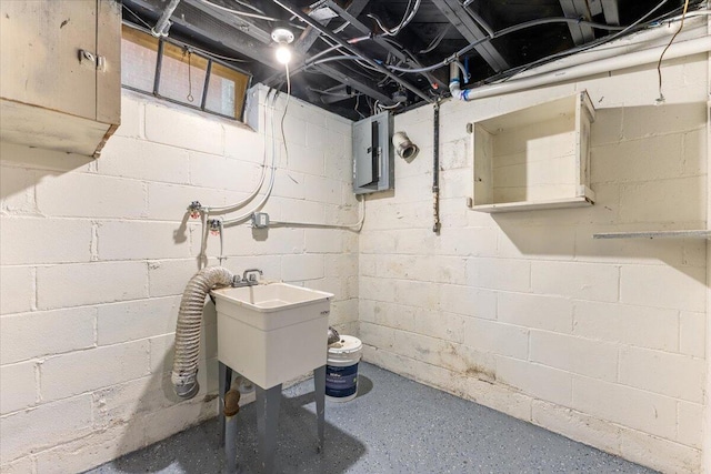 11059 Lakepointe St, Detroit, MI 48224 - basement with sink and electric panel