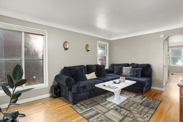 living room featuring light hardwood / wood-style floors