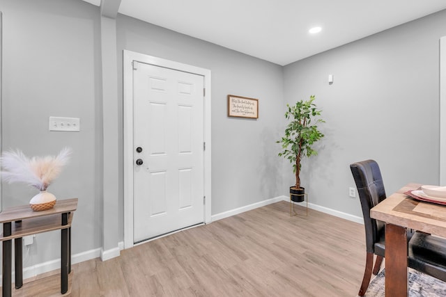 office space with light hardwood / wood-style floors