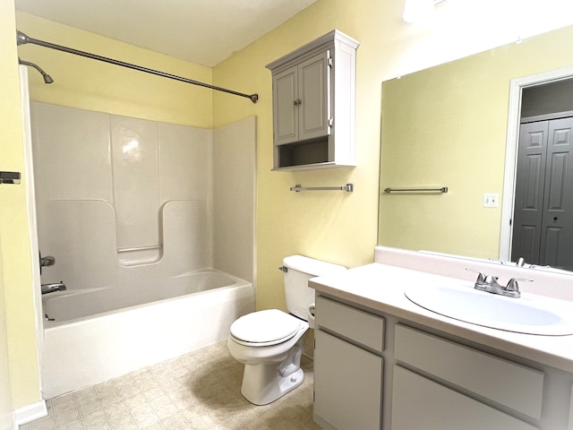 full bathroom featuring vanity, shower / bathtub combination, and toilet