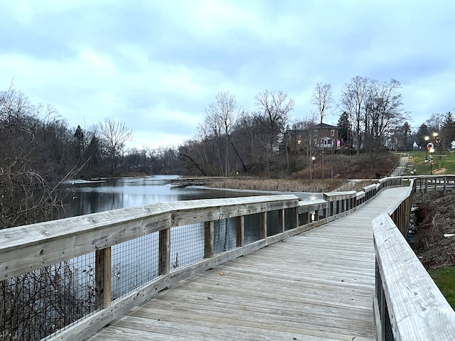 view of dock featuring a water view