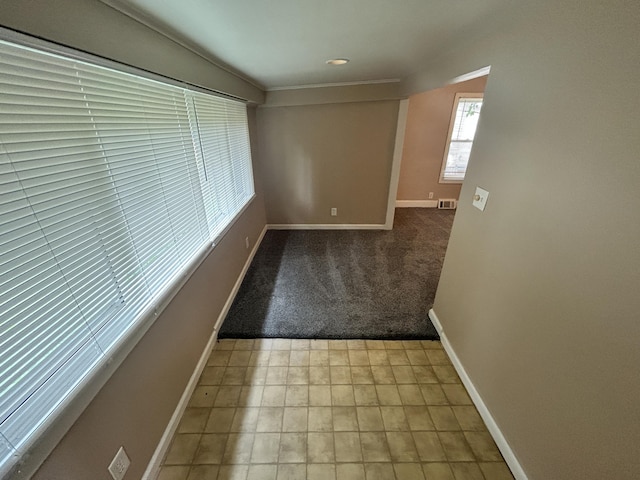 hallway with light carpet