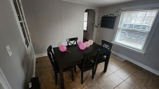 tiled dining area featuring a wealth of natural light