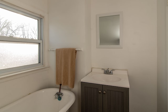 bathroom with vanity, a tub to relax in, and a wealth of natural light