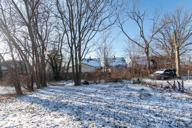 view of yard covered in snow