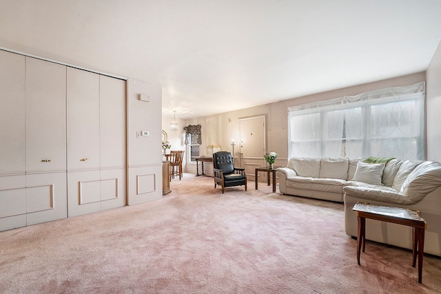 living room featuring carpet floors