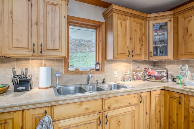 kitchen featuring backsplash and sink