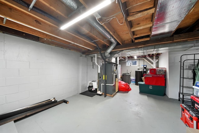 basement with heating unit