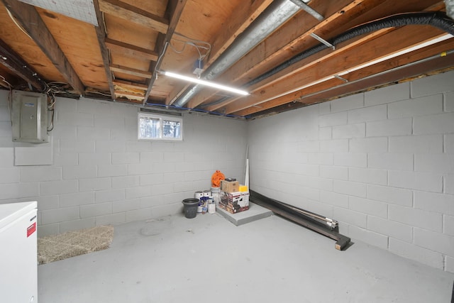 basement with electric panel