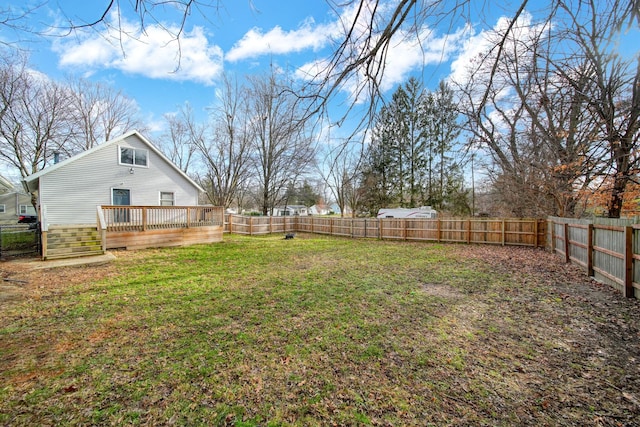 view of yard featuring a deck