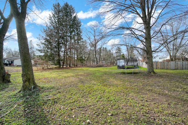 view of yard featuring a trampoline