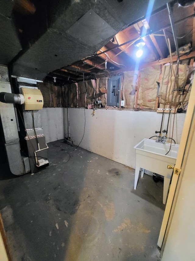 basement with electric panel