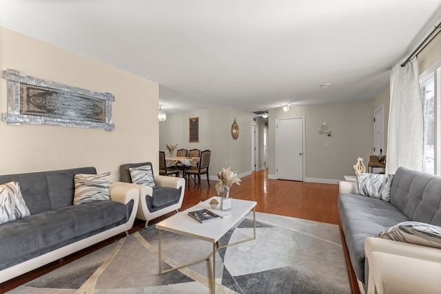 living room featuring wood-type flooring