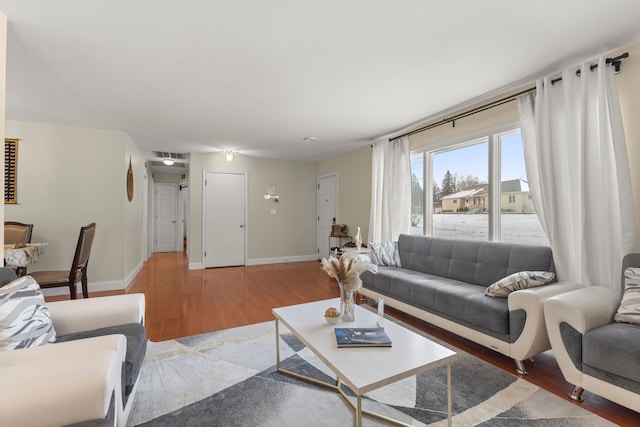 living room featuring hardwood / wood-style flooring