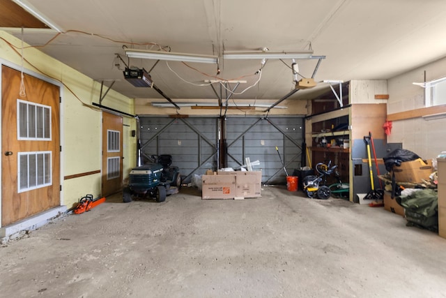 garage with a garage door opener