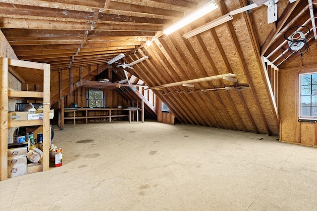 view of unfinished attic