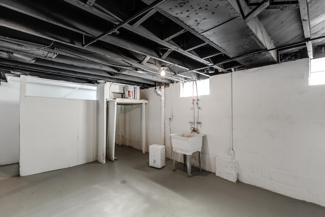 basement featuring sink