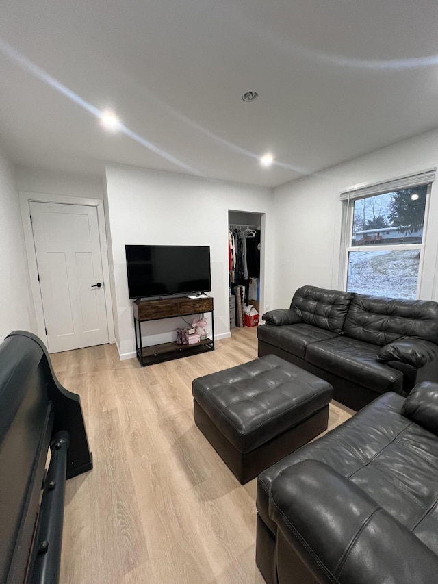 living room featuring light wood-type flooring