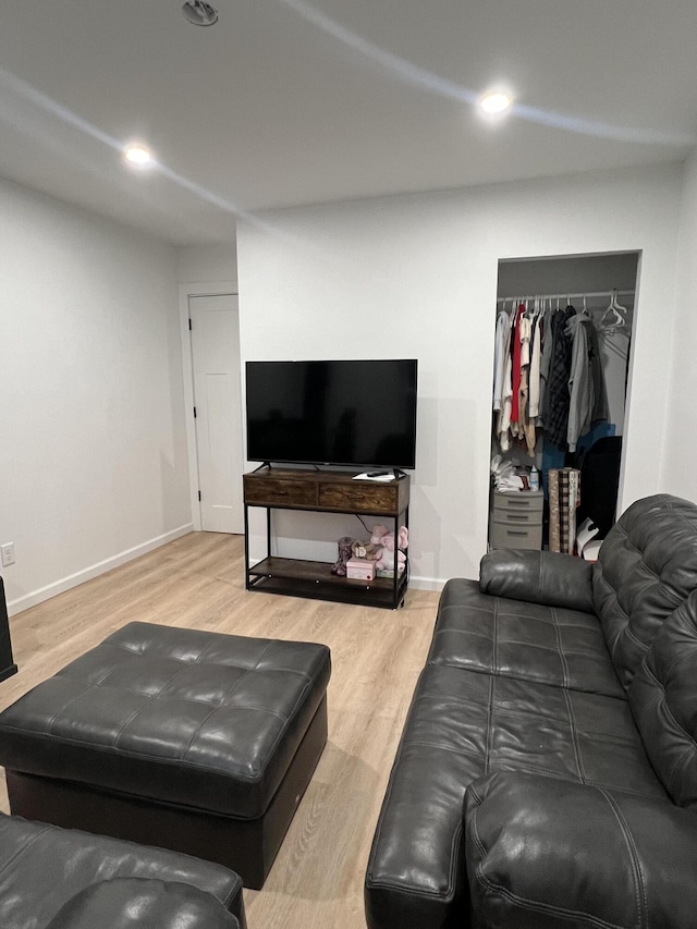 living room with wood-type flooring