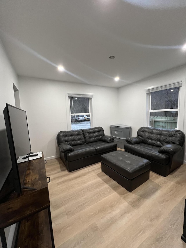 living room featuring light hardwood / wood-style flooring