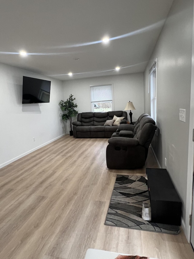 living room featuring light hardwood / wood-style flooring