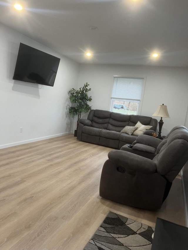 living room featuring light hardwood / wood-style floors