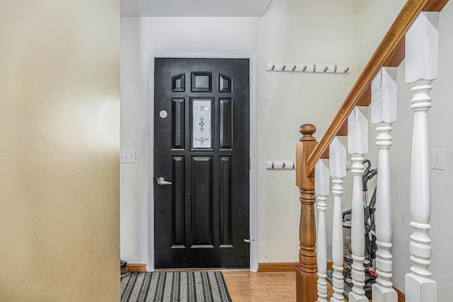 foyer entrance with wood-type flooring