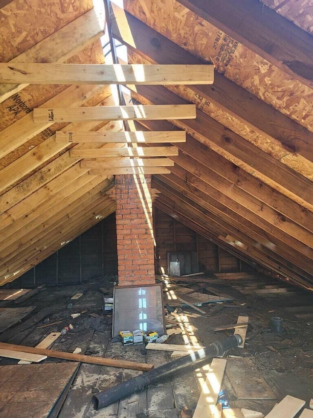 view of unfinished attic