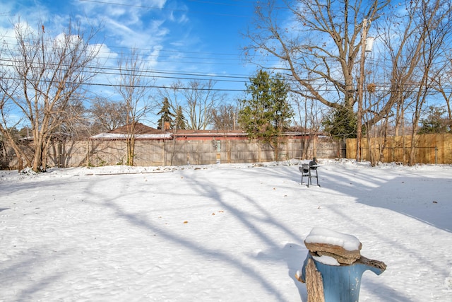 view of yard covered in snow