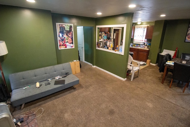 cinema room featuring carpet