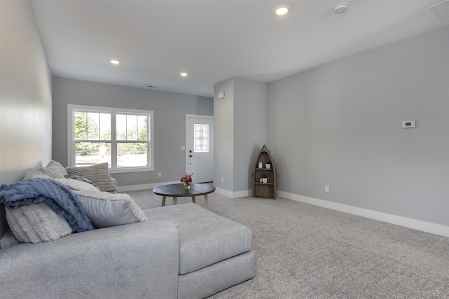 living room featuring carpet floors