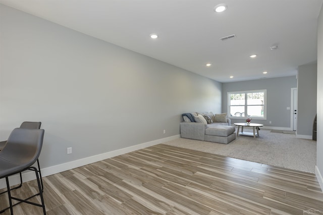 living room featuring light wood-type flooring