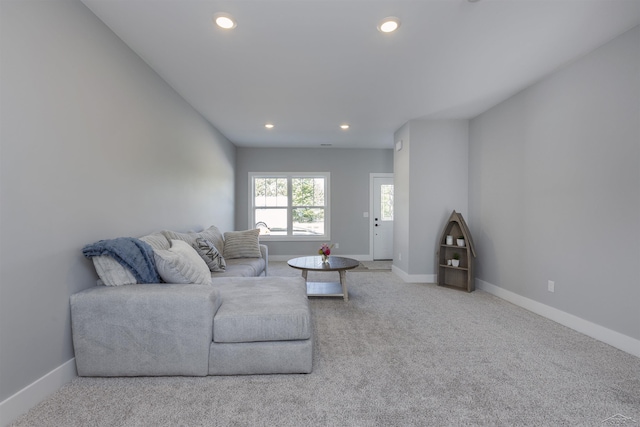 living room featuring carpet flooring