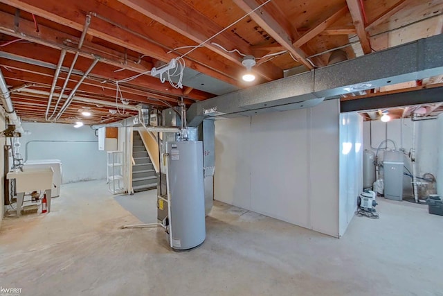 basement featuring water heater