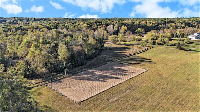 birds eye view of property featuring a rural view