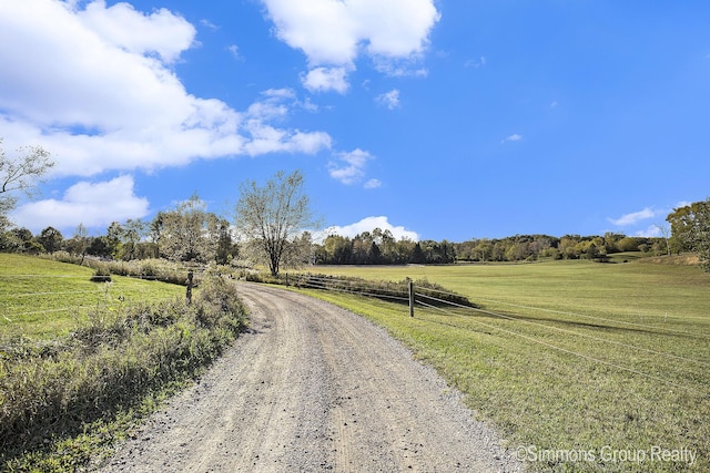 view of street featuring a rural view