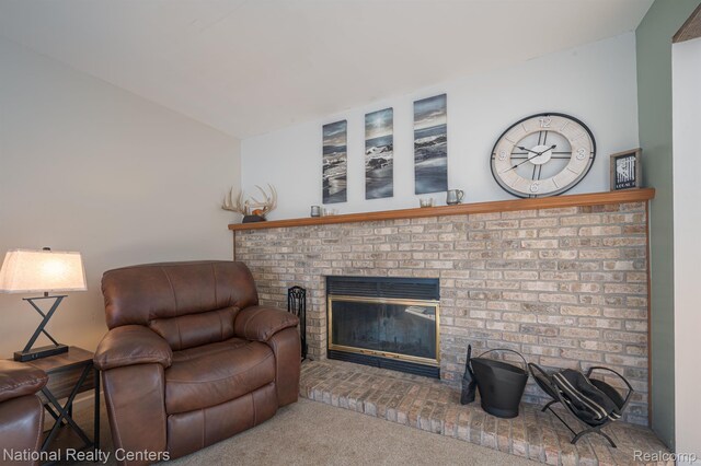 10040 Old Farm Trl, Davisburg, MI 48350 - living area featuring a brick fireplace and carpet floors