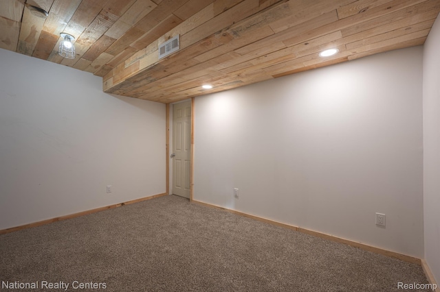 10040 Old Farm Trl, Davisburg, MI 48350 - finished basement with carpet, recessed lighting, and wooden ceiling