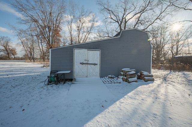 view of snow covered structure