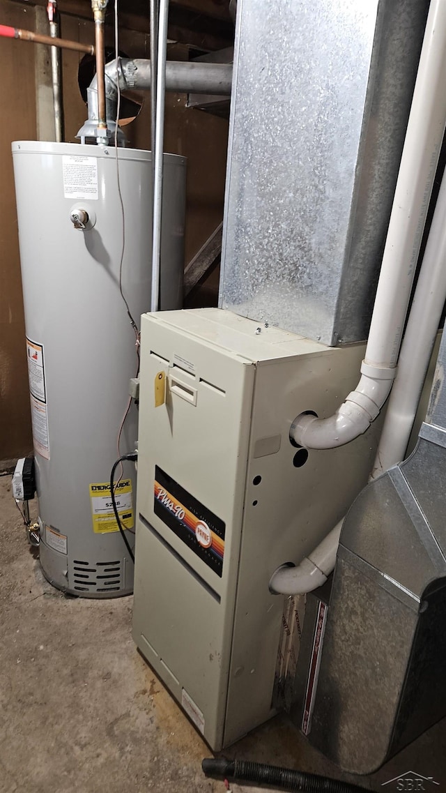 utilities featuring heating unit and water heater