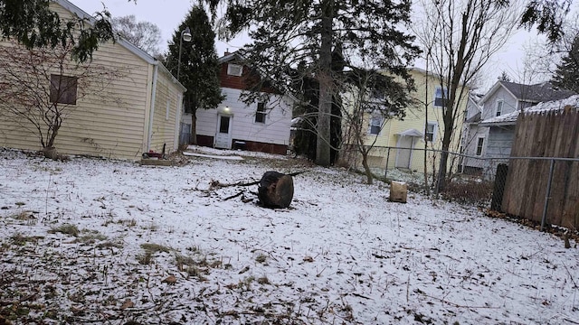 view of yard covered in snow