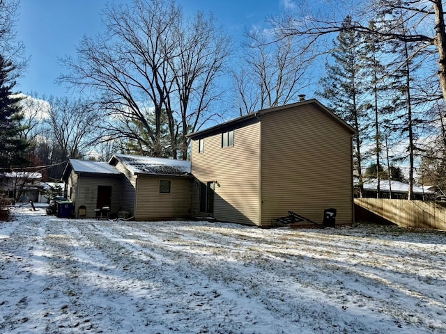 view of snow covered property