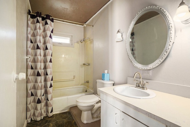 3085 S Center Rd, Burton, MI 48519 - full bath featuring shower / tub combo with curtain, vanity, and stone finish flooring
