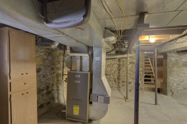 basement with heating unit